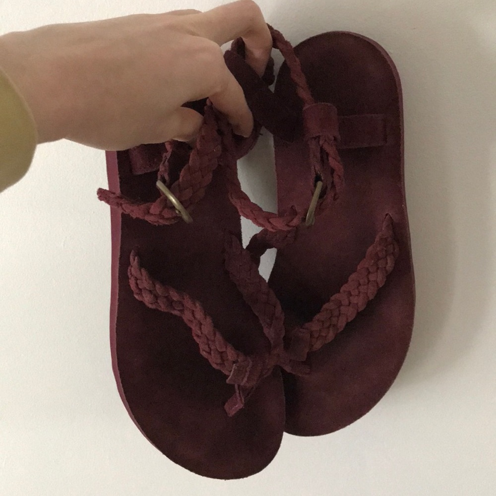 Maroon braided Teva Sandals